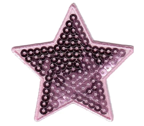 Термоаппликация "Звезда с пайетками розовая крупная", 6,3 х 6 см, арт. 569945.E