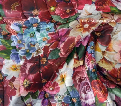 Курточная стеганая ткань с синтепоном "Множество цветов", 01324