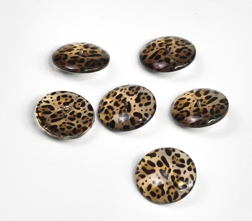 Пуговица Sandra "Леопард", на ножке, 23 мм, пластик, цвет коричневый, 1545Y-23-3
