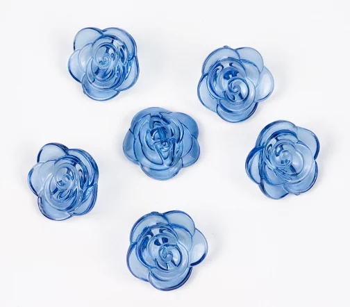 Пуговицы, Union Knopf, "Роза прозрачная", на ножке, пластик, цвет синий, 18 мм