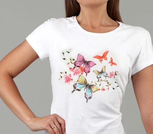 Термотрансфер "Бабочки в цветах", 18х20см, 4448285