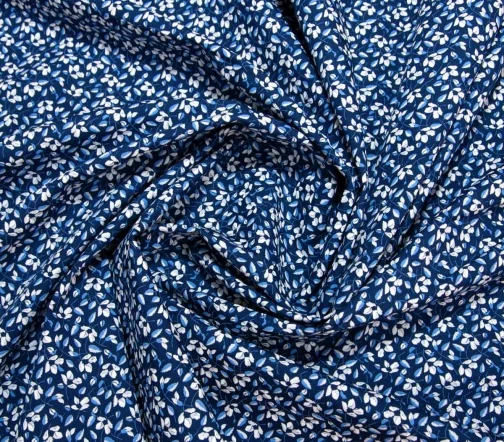 Сорочечный хлопок "Белые цветочки на синем фоне", 1092321