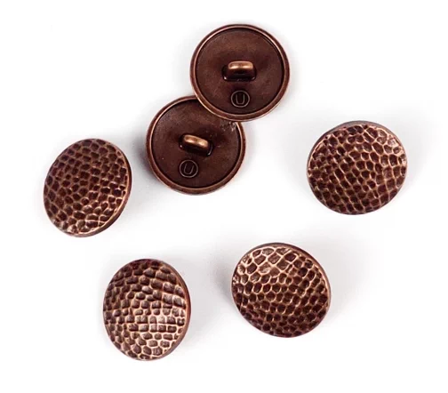 Пуговицы, Union Knopf, "Чешуя", на ножке, металл, цвет медь, 18 мм