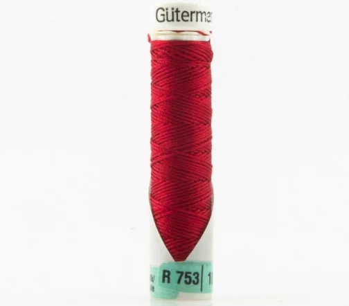 Нить Silk R 753 для фасонных швов, 10м, 100% шелк, цвет 046 бургундский, Gutermann 703184