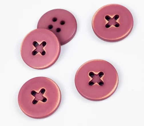 Пуговицы, Union Knopf, "Прорезь-крест", 4 отв., пластик, цвет розовый, 23 мм