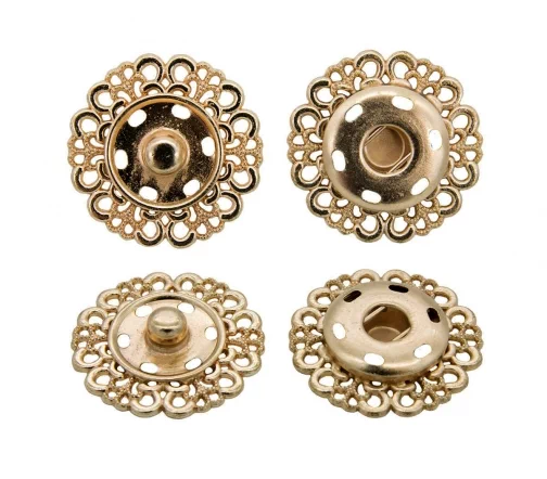 Кнопка пришивная, ажурная, металл, 23 мм, золото