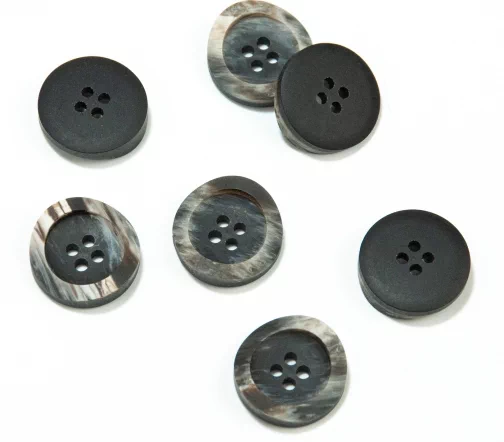 Пуговица Union Knopf, 4 отв., пластик, цвет т.серый, 18 мм