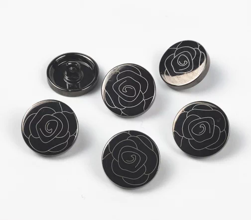 Пуговица "Рисованая роза", на ножке, 18 мм, металл, цвет темный никель