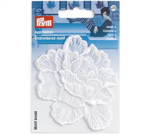 926704 Термоаппликация "Цветок вышитый праздничный белый", 9х7,5см, Prym