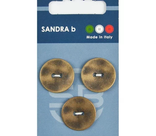 Пуговицы Sandra, 20,5 мм, 2 отв., металл, 3 шт., медный, CARD217