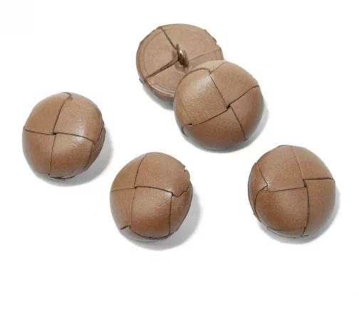 Пуговица Union Knopf, на ножке, натуральная кожа, цвет св.коричневый, 23 мм
