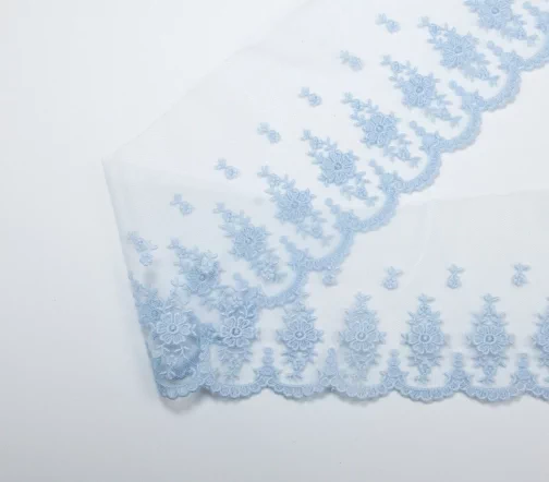 Кружево IEMESA (вышивка на тюле), ширина 10 см, цвет бледно-голубой