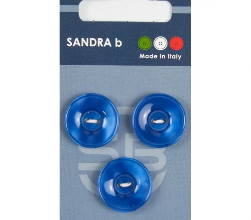 Пуговицы Sandra, 20,5 мм, 2 отв., пластик, 3 шт., королевский синий, CARD121
