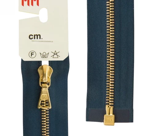 Молния RiRi атласная, металл, разъём, 1 замок 4мм 60 см, подвеска Flach, цепь GO, цвет 2131, маренго