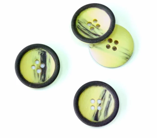 Пуговица Sandra с т-серым ободком, 22 мм, 4 отв., пластик, желтый, 75618-36-4B