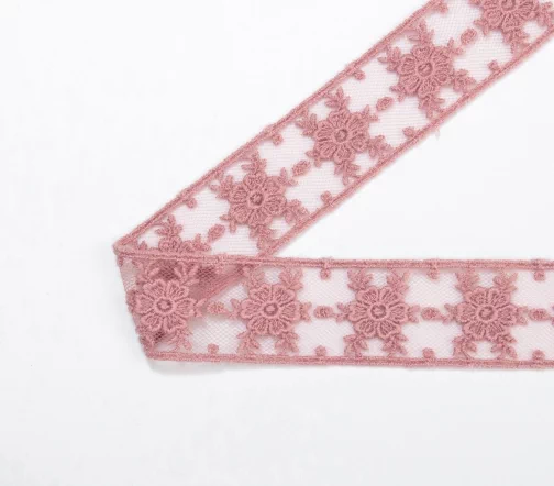 Кружево IEMESA (вышивка на тюле), ширина 30 мм, цвет пыльно-розовый