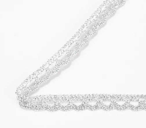 Мерсеризованное кружево IEMESA, 7 мм, цвет серебристый люрекс