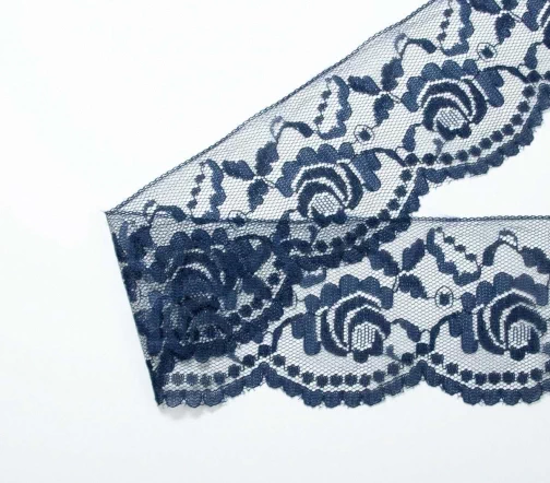 Кружево LAKIDAIN, ширина 75 мм, цвет темно-синий