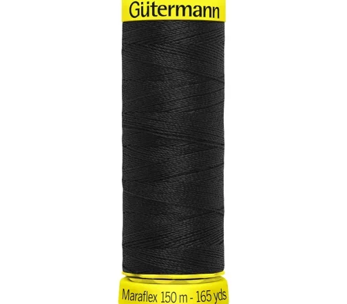 Нить Maraflex для трикотажа, 150м, 100% п/э, цвет 000 черный, Gutermann 777000