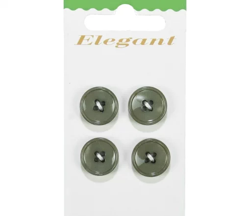 Пуговицы Disboton, 15 мм, 4 отв., пластик, 4 шт, серо-зеленый