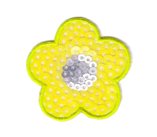 Термоаппликация "Цветок с пайетками желтый малый", 4 х 4 см, 565039.A