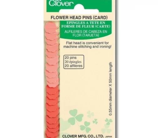 2505 Булавки с цветочной головкой, тонкие, 20 шт., цвет красный, Clover