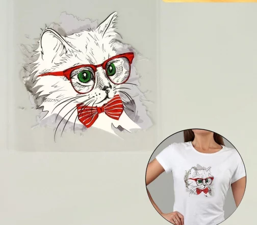 Термотрансфер "Кот в очках", 17х16,5см, 6919636