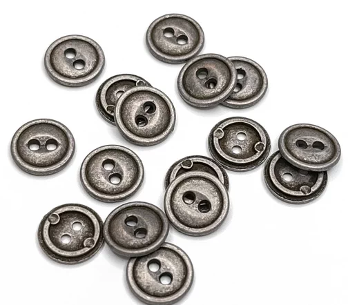 Пуговица DILL, 2 отв., металл, цвет состаренное олово, 11 мм