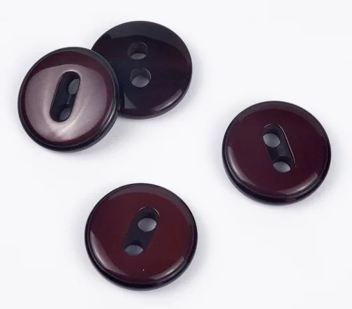 Пуговицы, Union Knopf, "Круглые, прорезь-полоса", глянец, 2 отв., пластик, цвет шоколад, 23 мм