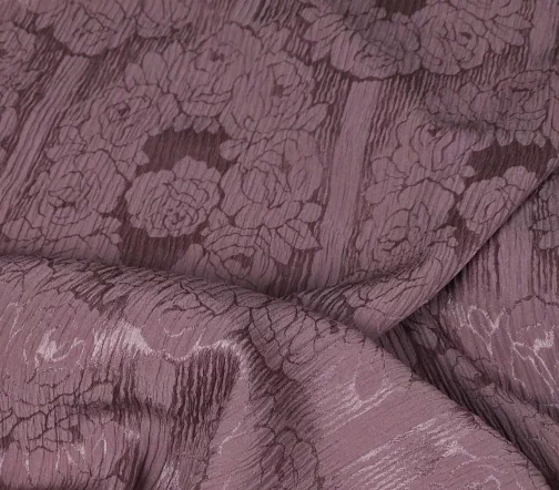 Шелк крэш жаккардовый "Розы", цвет пепельно-сиреневый, 1122111