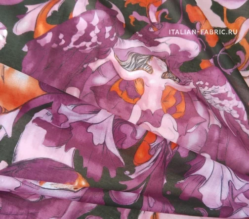 Батист "Феи цветов", купон, фон черный, 00636к-2