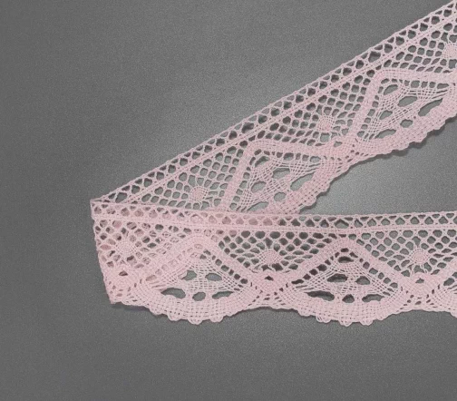 Мерсеризованное кружево IEMESA, ширина 39 мм, цвет светло-розовый