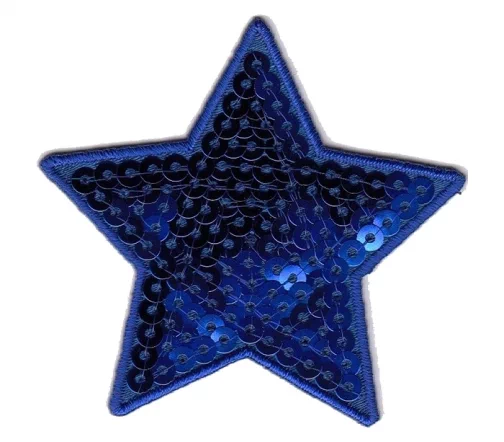Термоаппликация "Звезда с пайетками синяя крупная", 6,3 х 6 см, арт. 569945.G