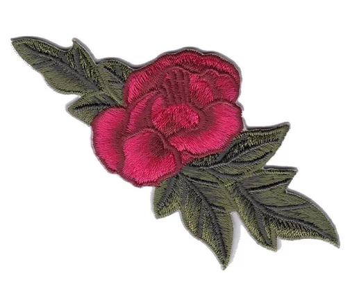 Термоаппликация "Цветок с листьями", 10,3 х 4,5 см, цвет красный, 569752.I