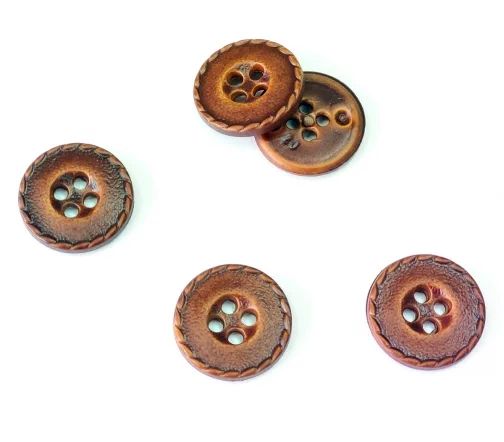 Пуговица Sandra "Косичка", 15 мм, 4 отв., пластик, коричневый, 4124S-24-17S
