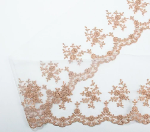 Кружево IEMESA (вышивка на тюле), ширина 12 см, цвет бежевый