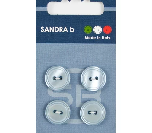 Пуговицы Sandra, 15 мм, 2 отв., пластик, 4 шт., цвет голубой, CARD123