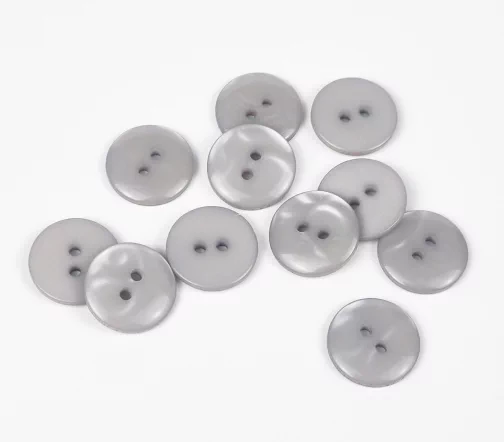 Пуговицы, Union Knopf, "Круглые с переливом", 2 отв., пластик, цвет серый, 15 мм