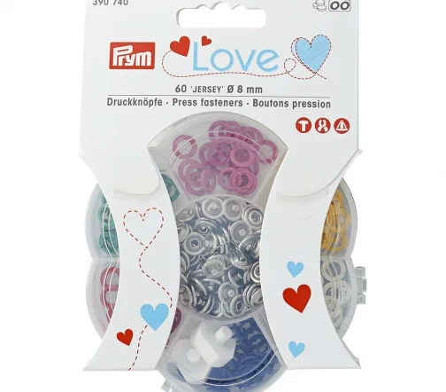 390740 Набор кнопок Джерси Color, металл, 8 мм, 6*10 шт, Prym