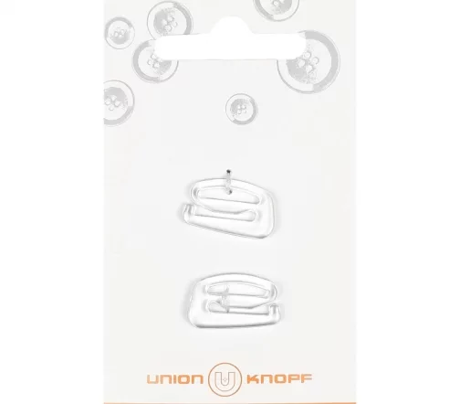Крючки для бикини Union Knopf, пластик, прозрачные, 13 мм, 2 шт.