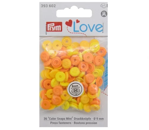 393602 Kнопки Color Snaps Mini "Имитация стежка" Prym Love, желтый, 9 мм, 36 шт, Prym