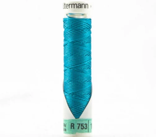 Нить Silk R 753 для фасонных швов, 10м, 100% шелк, цвет 761 св.бирюза, Gutermann 703184