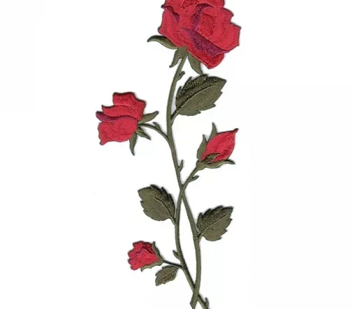 Термоаппликация "Роза с бутонами на стебле", 21,5 x 9,5 см, цвет красный, 569939.D