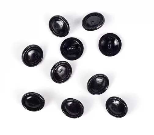 Пуговицы, Union Knopf, "Круглые", на ножке, металл, цвет черный, 12 мм