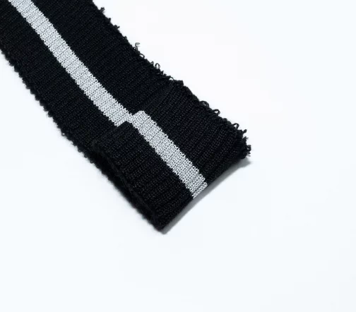 Кромка трикотаж с полоской, цвет черный/серый