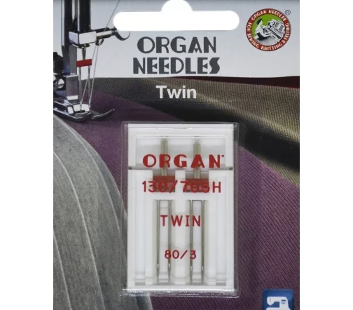 Иглы двойные № 80/3 (2шт), блистер, ORGAN, 503450