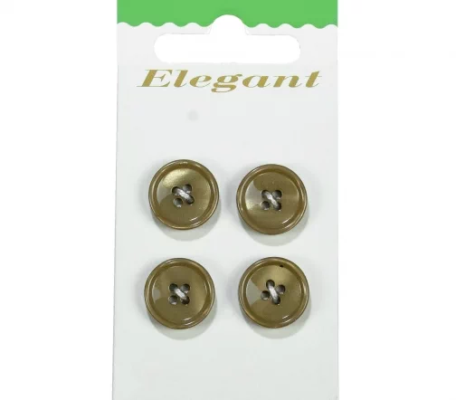 Пуговицы Disboton, 15 мм, 4 отв., пластик, 4 шт, хаки
