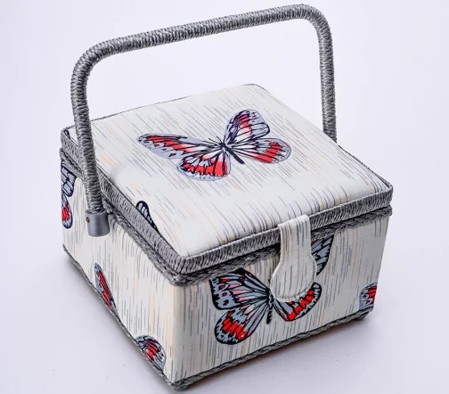 Шкатулка "Серо-красные бабочки", 20,5 x 20,5 x 13,5 см, 4223-RT-27
