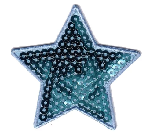 Термоаппликация "Звезда с пайетками голубая крупная", 6,3 х 6 см, арт. 569945.F
