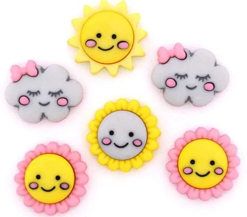 Декоративные пуговицы Dress It Up "Привет солнышку", 22х22 мм, 6 шт., 10403